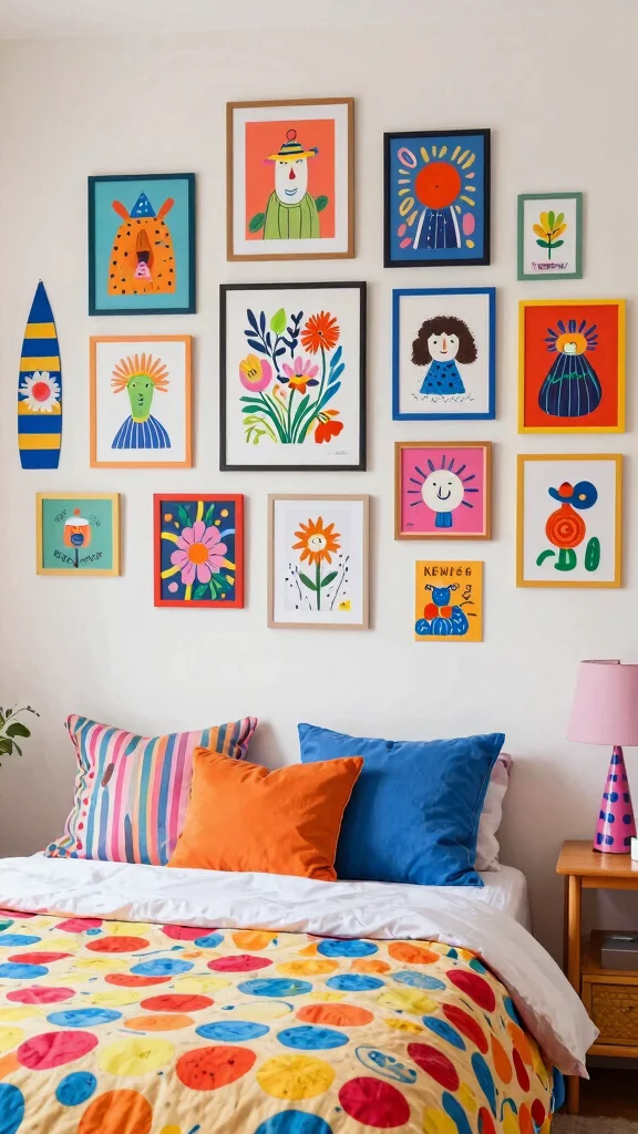12 Bedroom Gallery Wall Ideas for a Curated Personal Wall Display - 5. Whimsical Wonders 1
