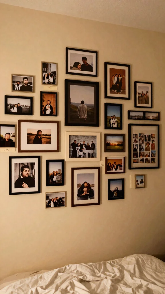 12 Bedroom Gallery Wall Ideas for a Curated Personal Wall Display - 7. Personal Photo Montage 1
