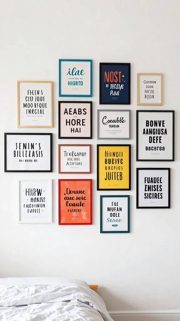 12 Bedroom Gallery Wall Ideas for a Curated Personal Wall Display - 9. Quotes and Typography 1
