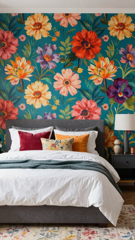 12 Bedroom Headboard Wall Concepts for a Styled Statement Focal Point - 10. Bold Wallpaper Accent 1