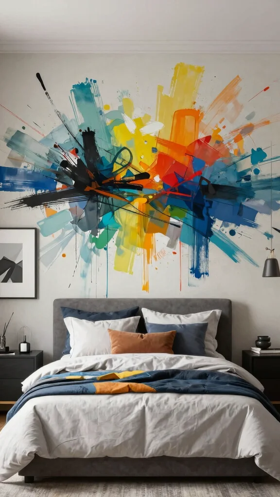 12 Bedroom Mural Ideas for a Bold Artistic Unique Wall - 10. Artistic Brush Strokes 1