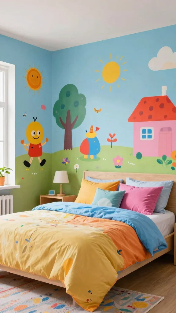 12 Bedroom Mural Ideas for a Bold Artistic Unique Wall - 12. Playful Cartoon Scenes 1