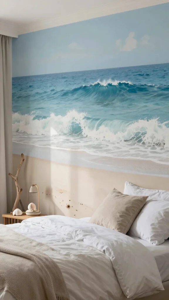 12 Bedroom Mural Ideas for a Bold Artistic Unique Wall - 2. Ocean Waves 1