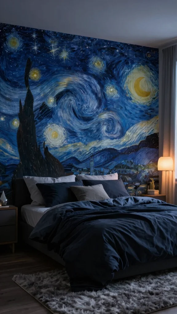 12 Bedroom Mural Ideas for a Bold Artistic Unique Wall - 4. Starry Night Sky 1