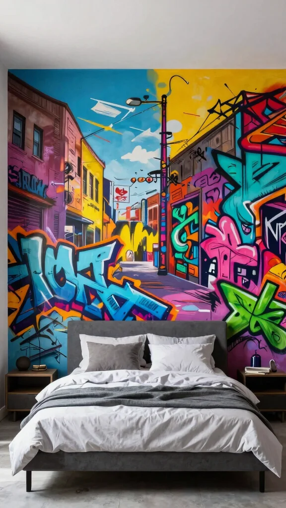 12 Bedroom Mural Ideas for a Bold Artistic Unique Wall - 8. Urban Street Art 1