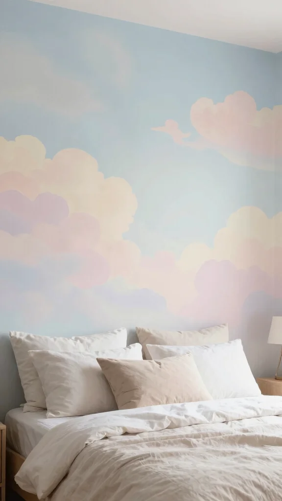 12 Bedroom Mural Ideas for a Bold Artistic Unique Wall - 9. Ethereal Clouds 1