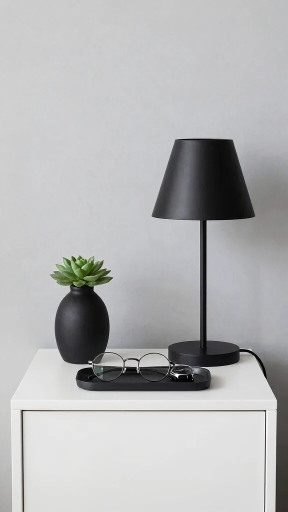12 Bedroom Nightstand Decor Ideas for a Functional Styled Bedside - 1. Minimalist Monochrome 1
