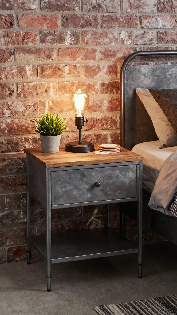 12 Bedroom Nightstand Ideas for Every Style and Space - 10. Industrial Edge 1