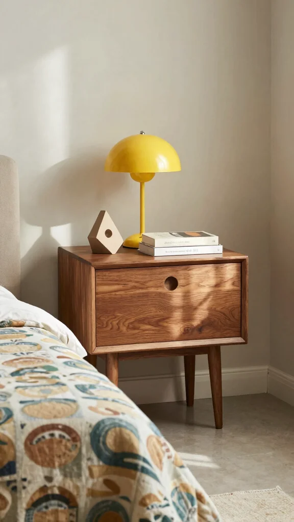 12 Bedroom Nightstand Ideas for Every Style and Space - 4. Mid-Century Modern 1