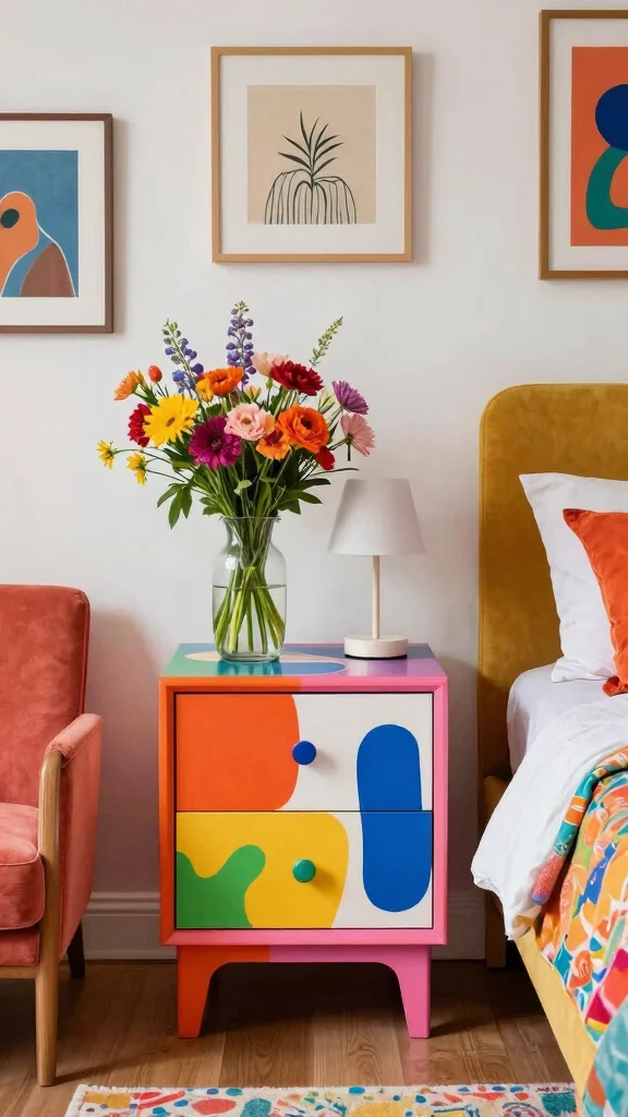 12 Bedroom Nightstand Ideas for Every Style and Space - 8. Artistic Flair 1