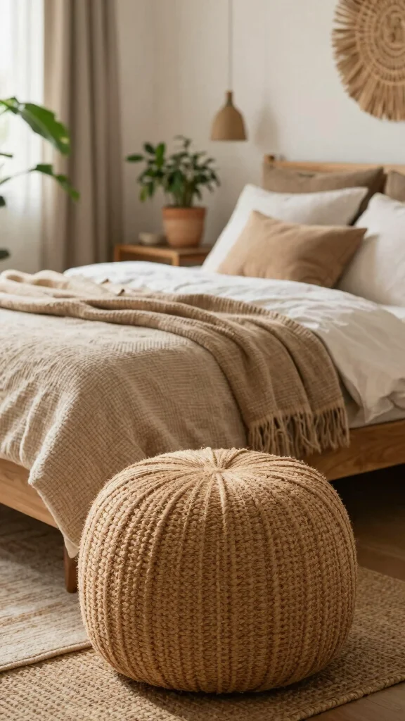 12 Bedroom Ottoman Ideas for the Foot of the Bed and Extra Seating - 10. Coco-Coir Touch 1