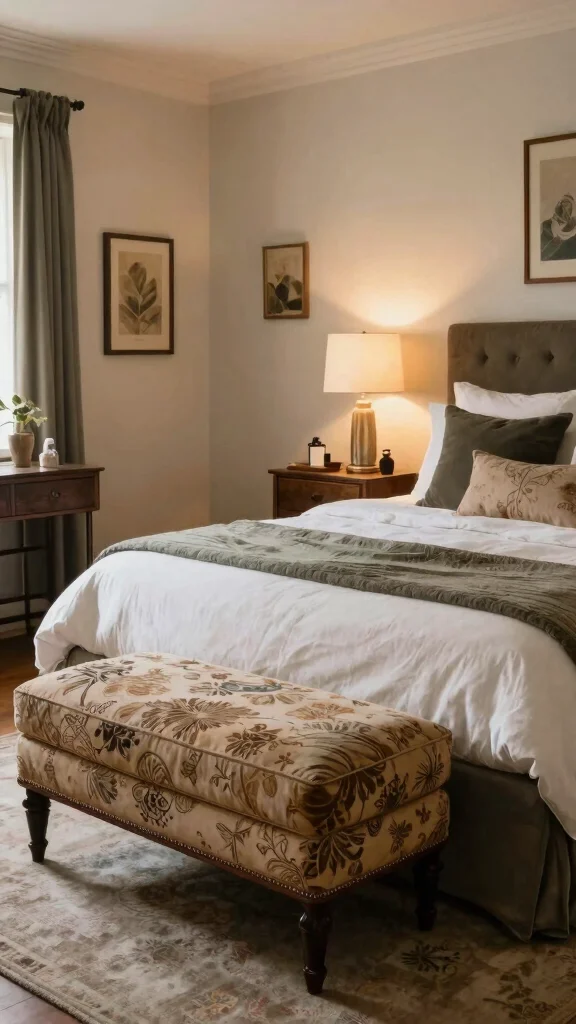 12 Bedroom Ottoman Ideas for the Foot of the Bed and Extra Seating - 11. Vintage Finds 1