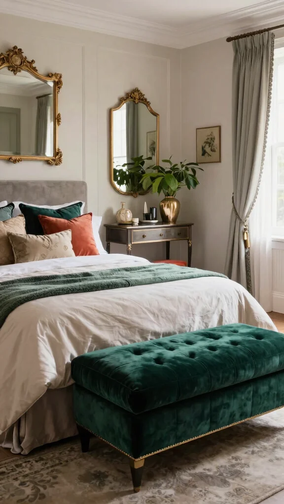 12 Bedroom Ottoman Ideas for the Foot of the Bed and Extra Seating - 2. Velvet Elegance 1