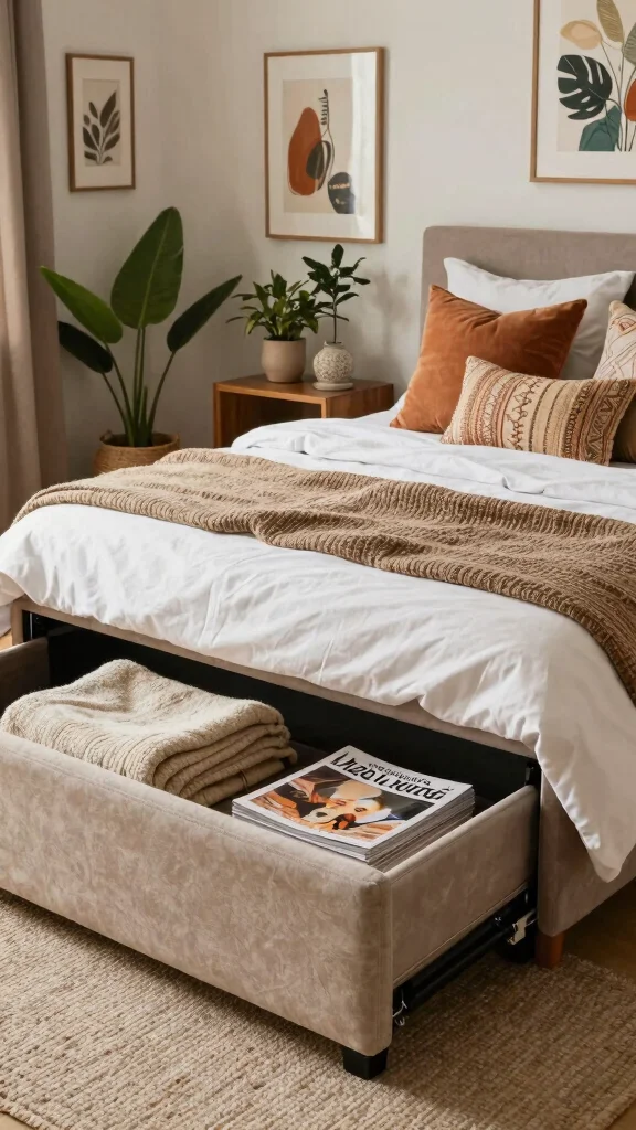 12 Bedroom Ottoman Ideas for the Foot of the Bed and Extra Seating - 4. Chic Storage Ottomans 1