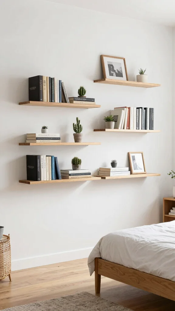 12 Bedroom Shelf Ideas for Books Decor and Organized Storage - 1. Floating Shelves: The Ultimate Space Saver 1