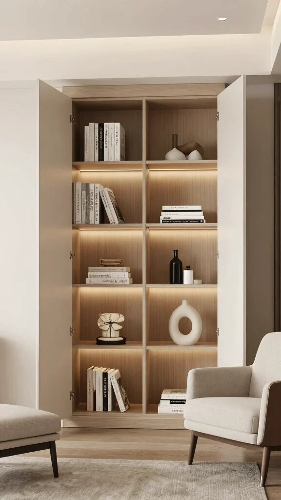 12 Bedroom Shelf Ideas for Books Decor and Organized Storage - 10. Open-Front Cabinets: Chic and Accessible 1