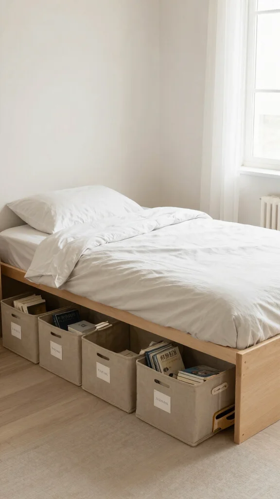 12 Bedroom Shelf Ideas for Books Decor and Organized Storage - 5. Under-Bed Storage: Concealed and Organized 1