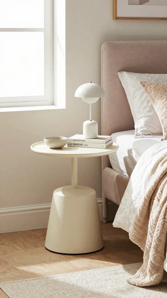 12 Bedroom Side Table Ideas for a Practical Beautiful Bedside - 2. Round Side Table 1