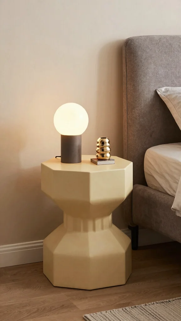 12 Bedroom Side Table Ideas for a Practical Beautiful Bedside - 9. Unique Shapes 1