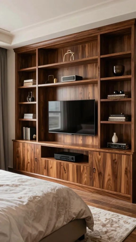 12 Bedroom TV Unit Design Ideas for a Sleek Functional Media Wall - 11. Custom Built-Ins 1