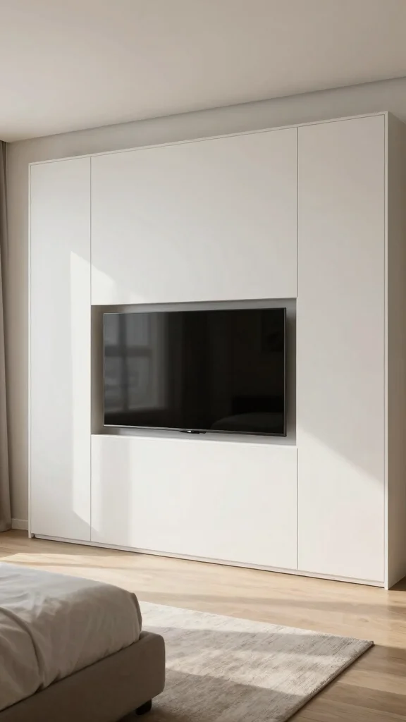 12 Bedroom TV Unit Design Ideas for a Sleek Functional Media Wall - 2. Sleek Minimalist Cabinetry 1
