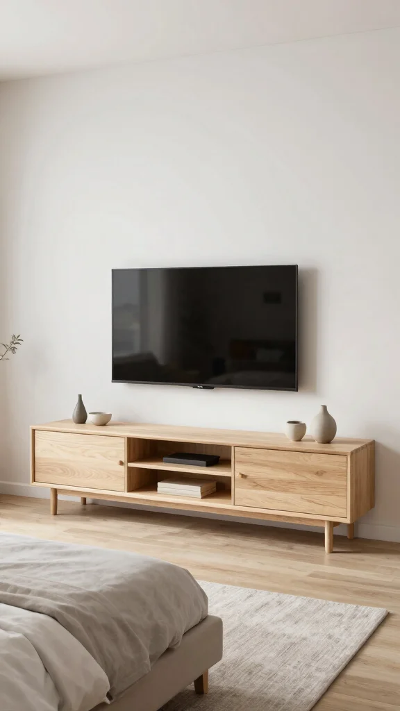12 Bedroom TV Unit Design Ideas for a Sleek Functional Media Wall - 9. Scandinavian Simplicity 1