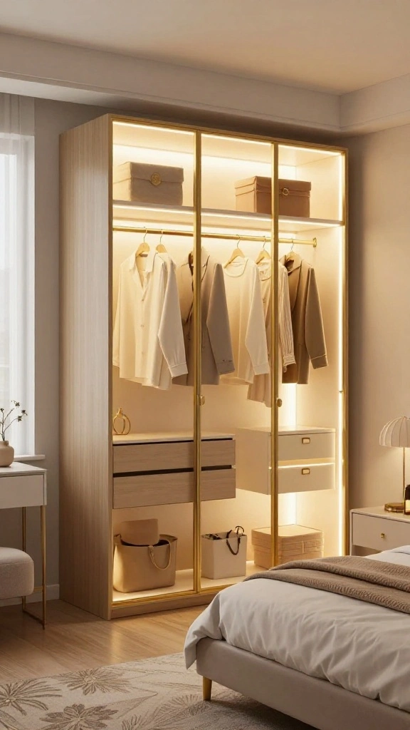 12 Built-In Bedroom Wardrobe Ideas for a Seamless Space-Smart Storage - 10. Integrated Lighting Wardrobes 1