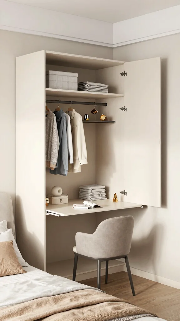 12 Built-In Bedroom Wardrobe Ideas for a Seamless Space-Smart Storage - 5. Multi-Functional Wardrobes 1