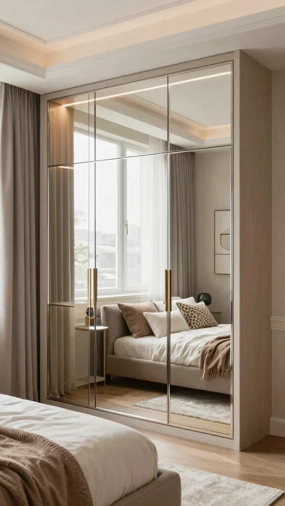 12 Built-In Bedroom Wardrobe Ideas for a Seamless Space-Smart Storage - 6. Built-In Wardrobes with Mirror Panels 1