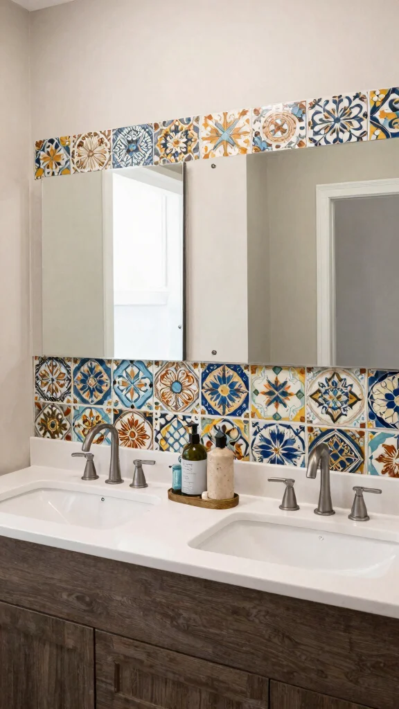 12 Double Vanity Bathroom Design Ideas for a His-and-Hers Styled Space - 11. Bold Patterns 1
