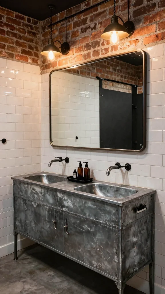 12 Double Vanity Bathroom Design Ideas for a His-and-Hers Styled Space - 7. Industrial Edge 1
