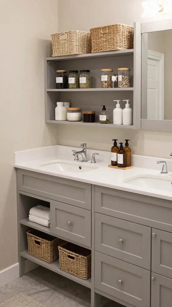 12 Double Vanity Bathroom Design Ideas for a His-and-Hers Styled Space - 9. Smart Storage Solutions 1