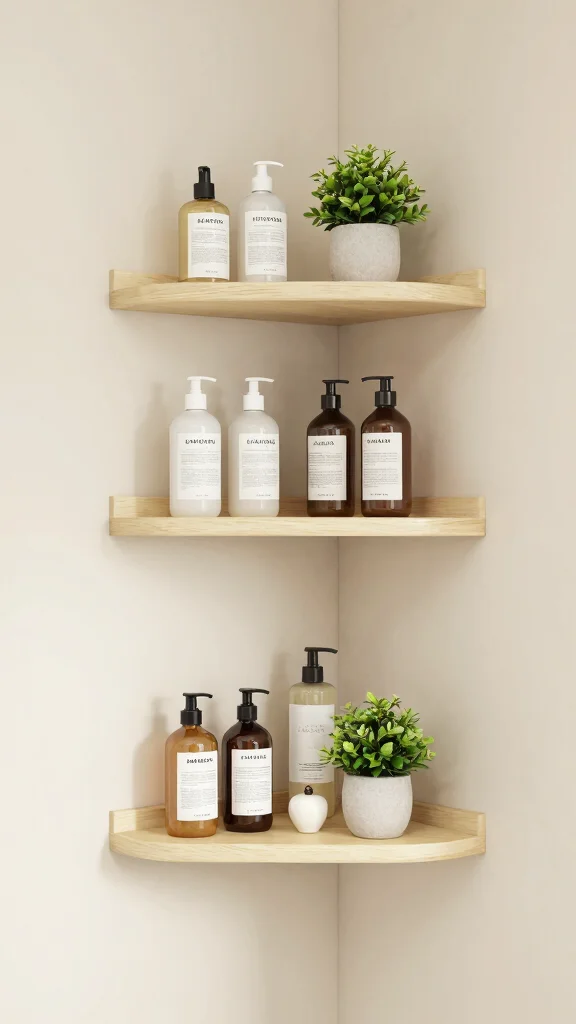 12 Floating Shelf Bathroom Decor Ideas for a Minimal Airy Display - 11. Corner Floating Shelves 1