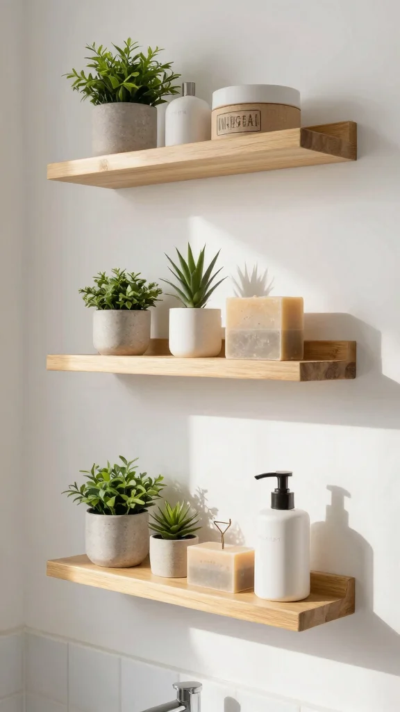 12 Floating Shelf Bathroom Decor Ideas for a Minimal Airy Display - 3. Eco-Friendly Bamboo Shelves 1