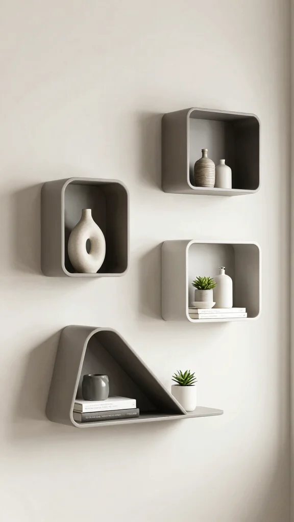 12 Floating Shelf Bathroom Decor Ideas for a Minimal Airy Display - 5. Geometric Floating Shelf Designs 1