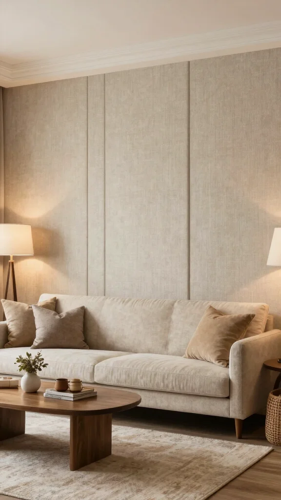 12 Half-Wall Paneling Concepts for the Living Room - 10. Fabric Paneling 1