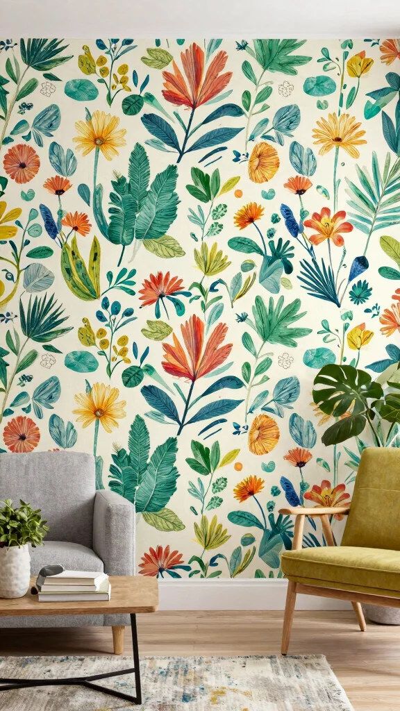 12 Half-Wall Paneling Concepts for the Living Room - 11. Eco-Friendly Wallpaper 1