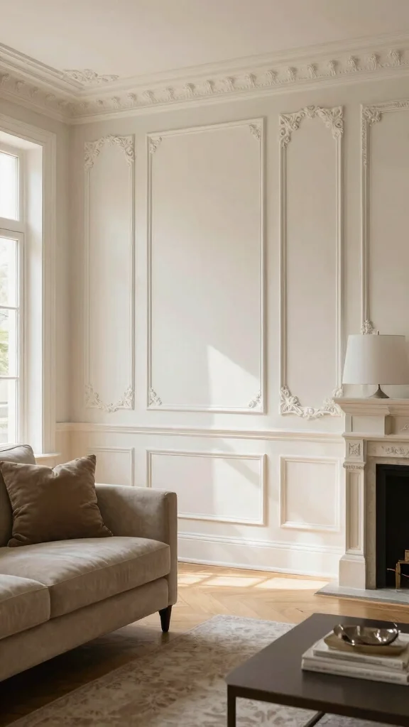 12 Half-Wall Paneling Concepts for the Living Room - 12. Decorative Molding 1