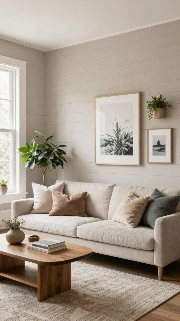 12 Half-Wall Paneling Concepts for the Living Room - 3. Classy Shiplap 1