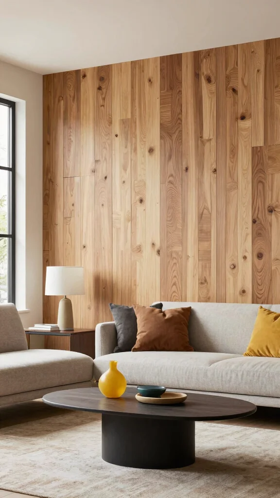 12 Half-Wall Paneling Concepts for the Living Room - 5. Eco-Friendly Composite Material 1