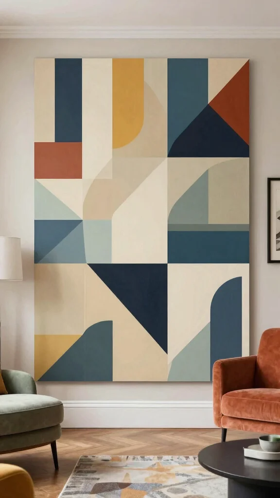 12 Half-Wall Paneling Concepts for the Living Room - 6. Geometric Patterns 1