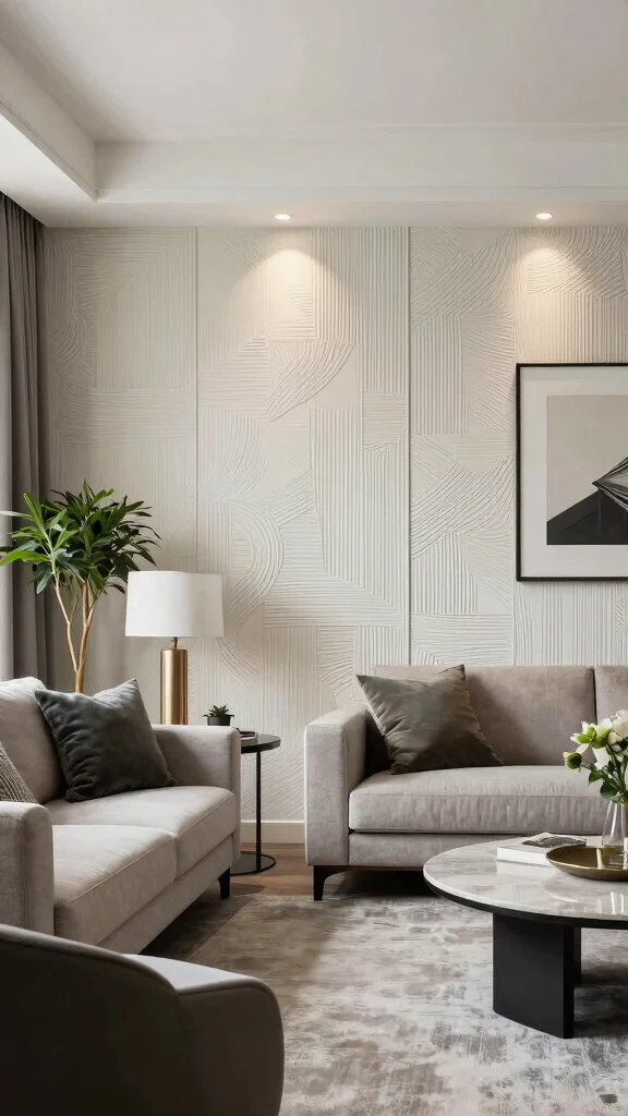 12 Half-Wall Paneling Concepts for the Living Room - 7. Textured Panels 1