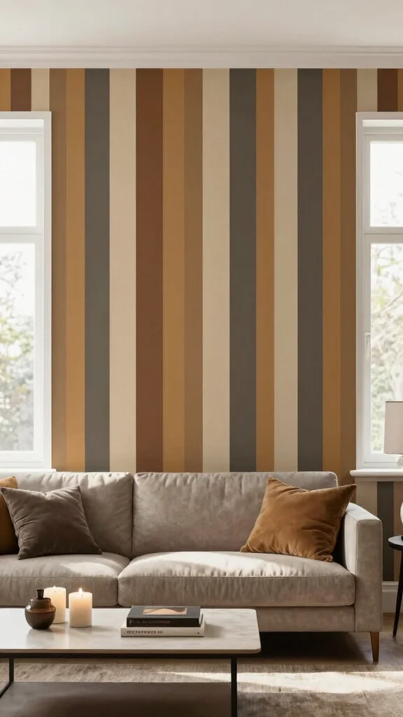 12 Living Room Accent Wall Ideas for Color, Texture, and Drama - 10. Striped Walls 1