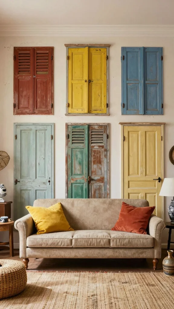 12 Living Room Accent Wall Ideas for Color, Texture, and Drama - 12. Repurposed Materials 1