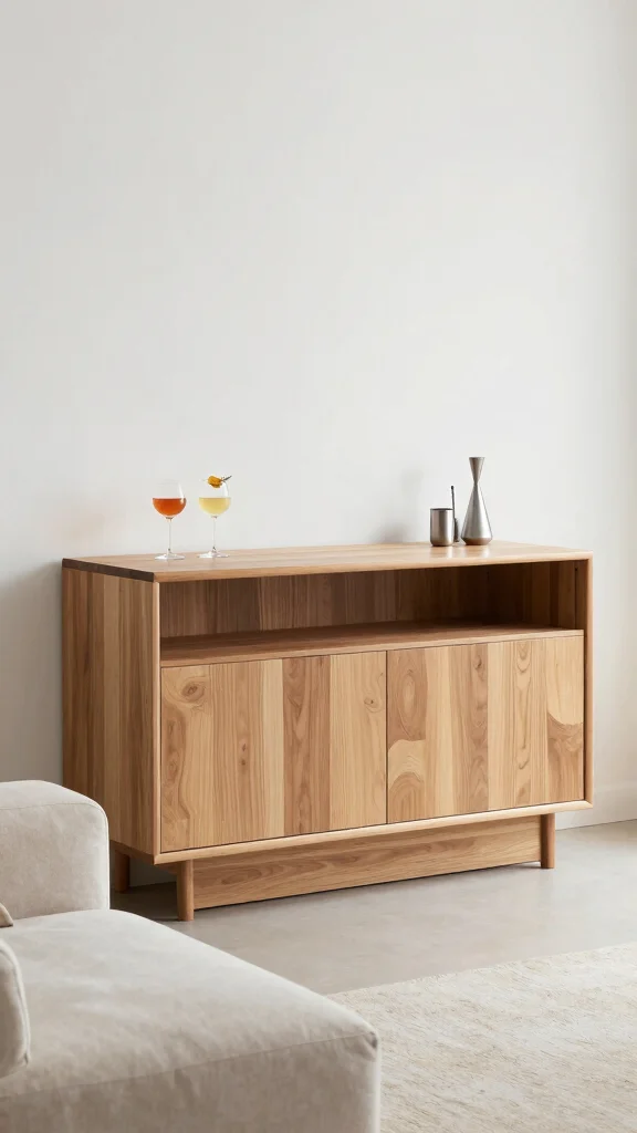 12 Living Room Bar Cabinet Ideas for a Stylish Functional Drinks Station - 1. Sleek Minimalist Cabinet 1
