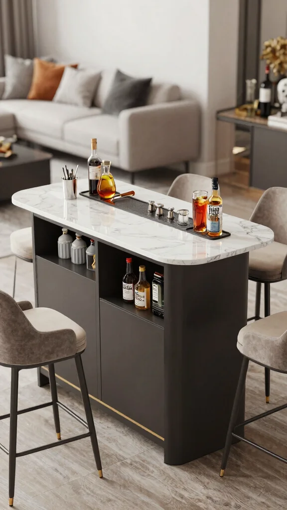 12 Living Room Bar Cabinet Ideas for a Stylish Functional Drinks Station - 10. Multi-Purpose Bar Table 1