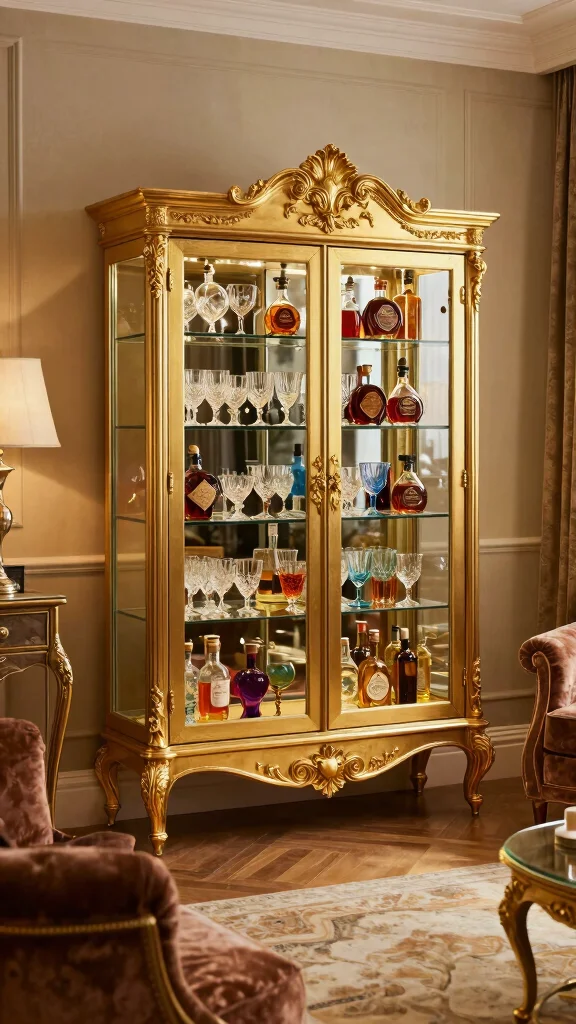 12 Living Room Bar Cabinet Ideas for a Stylish Functional Drinks Station - 2. Vintage Glamour 1