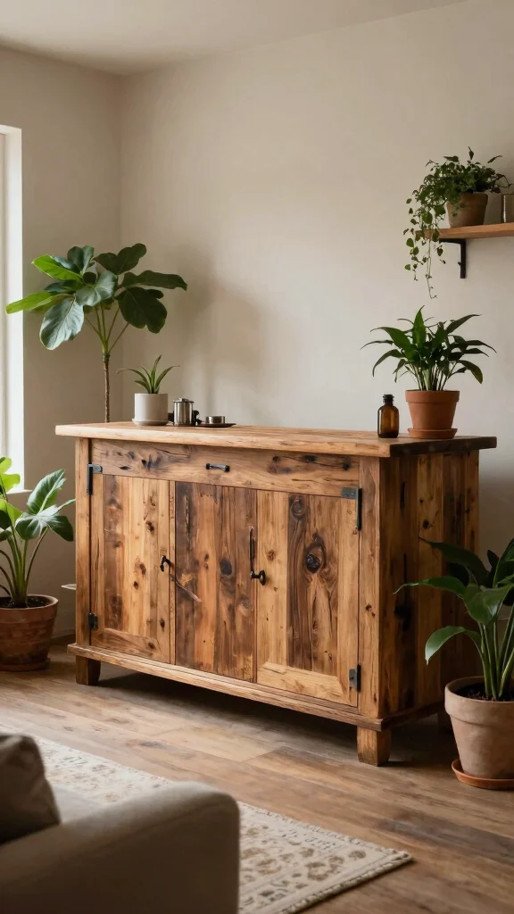 12 Living Room Bar Cabinet Ideas for a Stylish Functional Drinks Station - 3. Rustic Charm 1