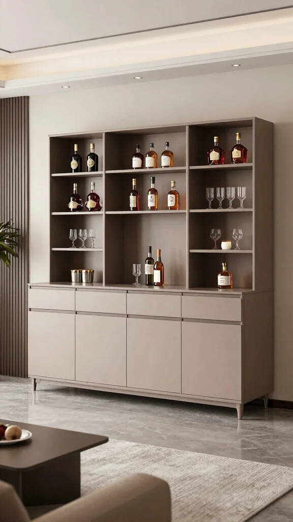 12 Living Room Bar Cabinet Ideas for a Stylish Functional Drinks Station - 8. Integrated Bar Cabinet 1