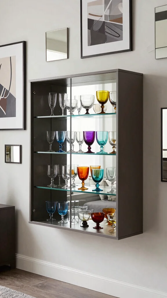 12 Living Room Bar Cabinet Ideas for a Stylish Functional Drinks Station - 9. Artistic Wall-Mounted Bar 1